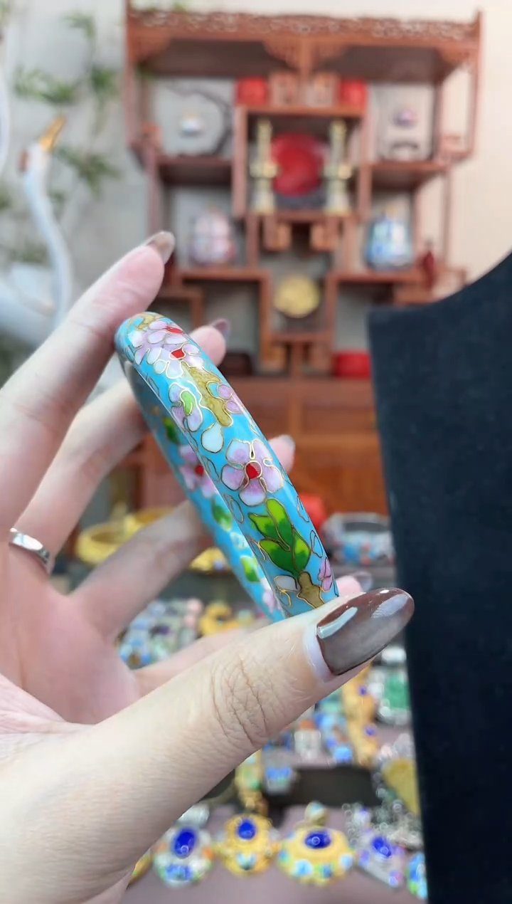 非遗手工景泰蓝镯子天蓝
