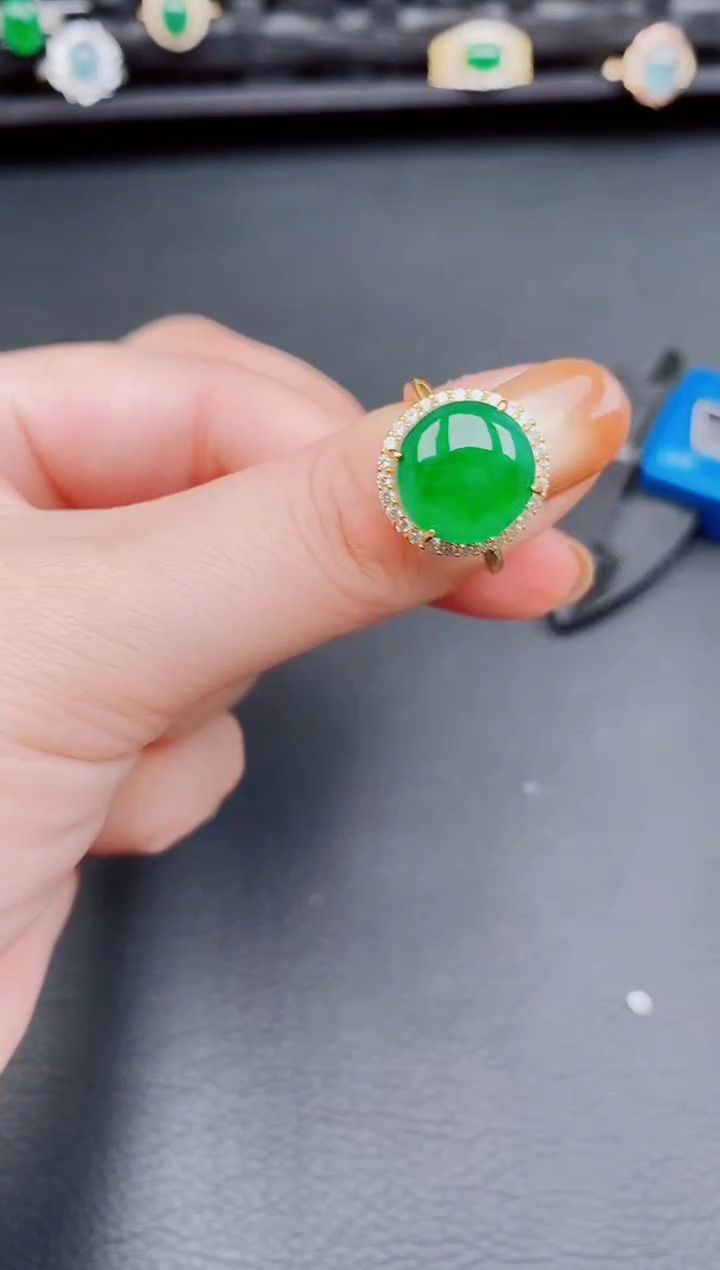 【闪购商品】翡翠戒指银S925镶嵌天然a货翡翠182