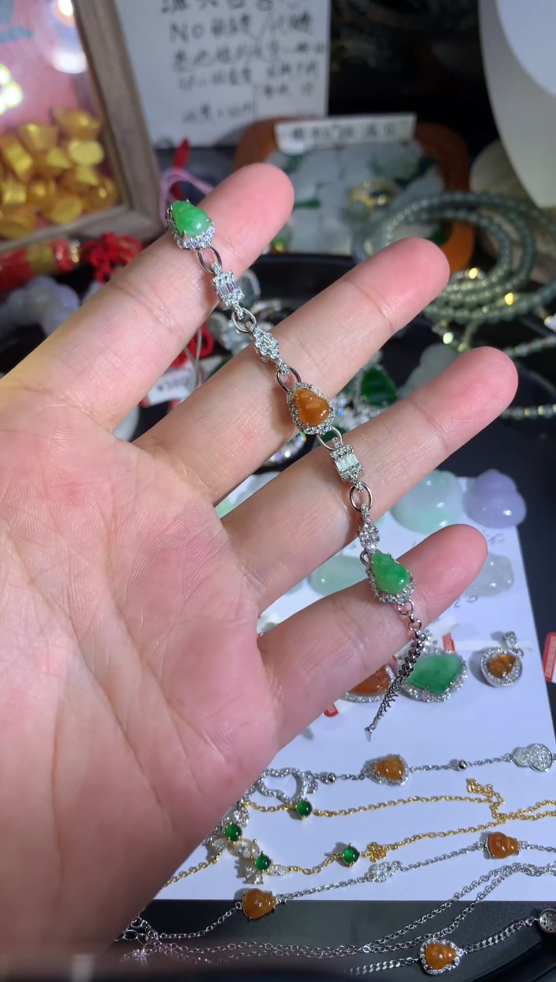 裸石翡翠葫芦手链