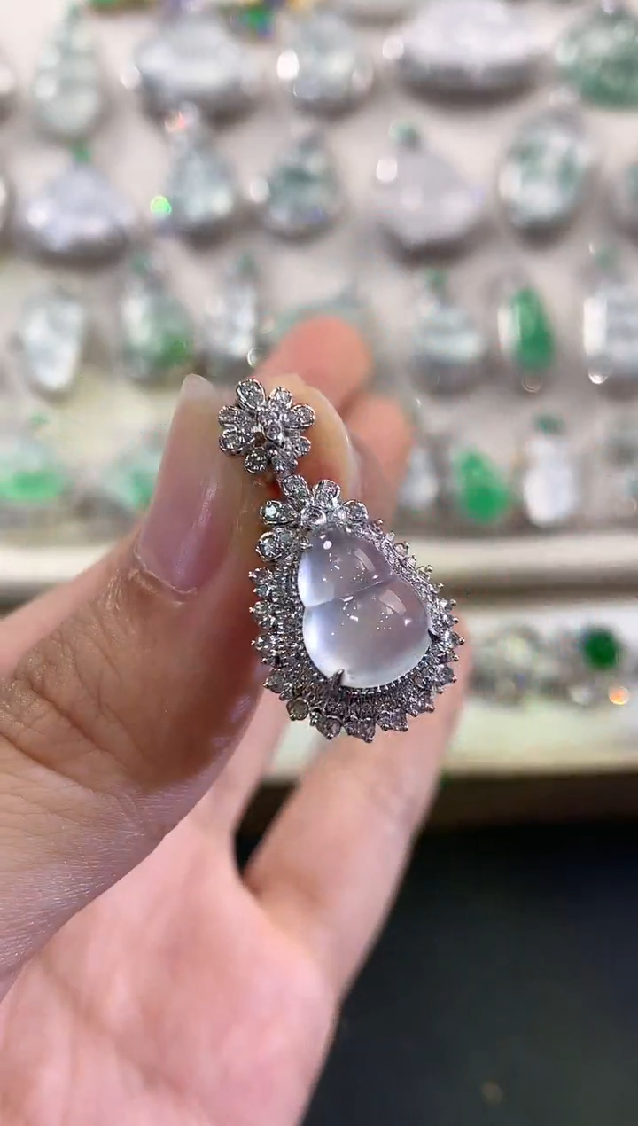 翡翠18K金镶嵌吊坠(不含链)C69    