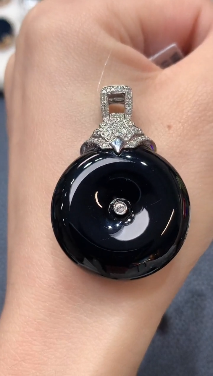 吊坠(不含链)18K金镶嵌翡翠D40