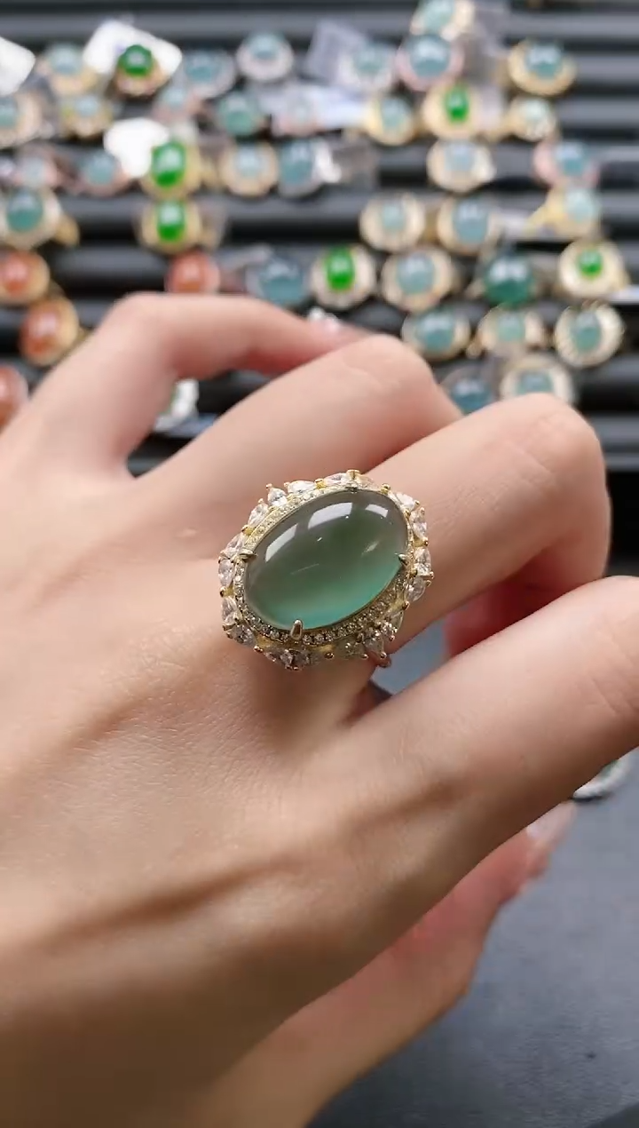 【闪购商品】翡翠戒指银S925镶嵌-600