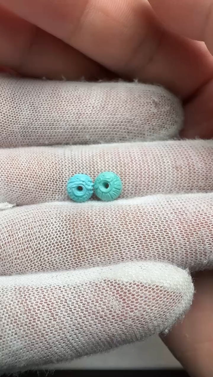 未镶嵌绿松石龙凤扣李*啊一对