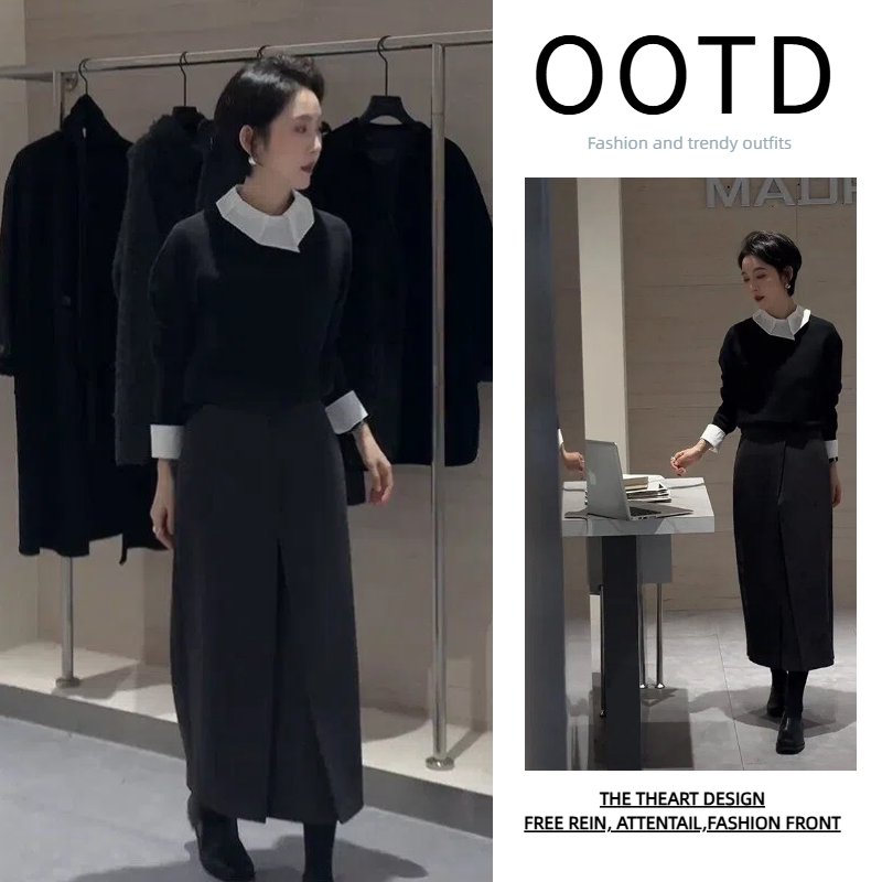 2025新款轻熟风休闲风时尚套装针织气质秋季黑色三件套女装H10045