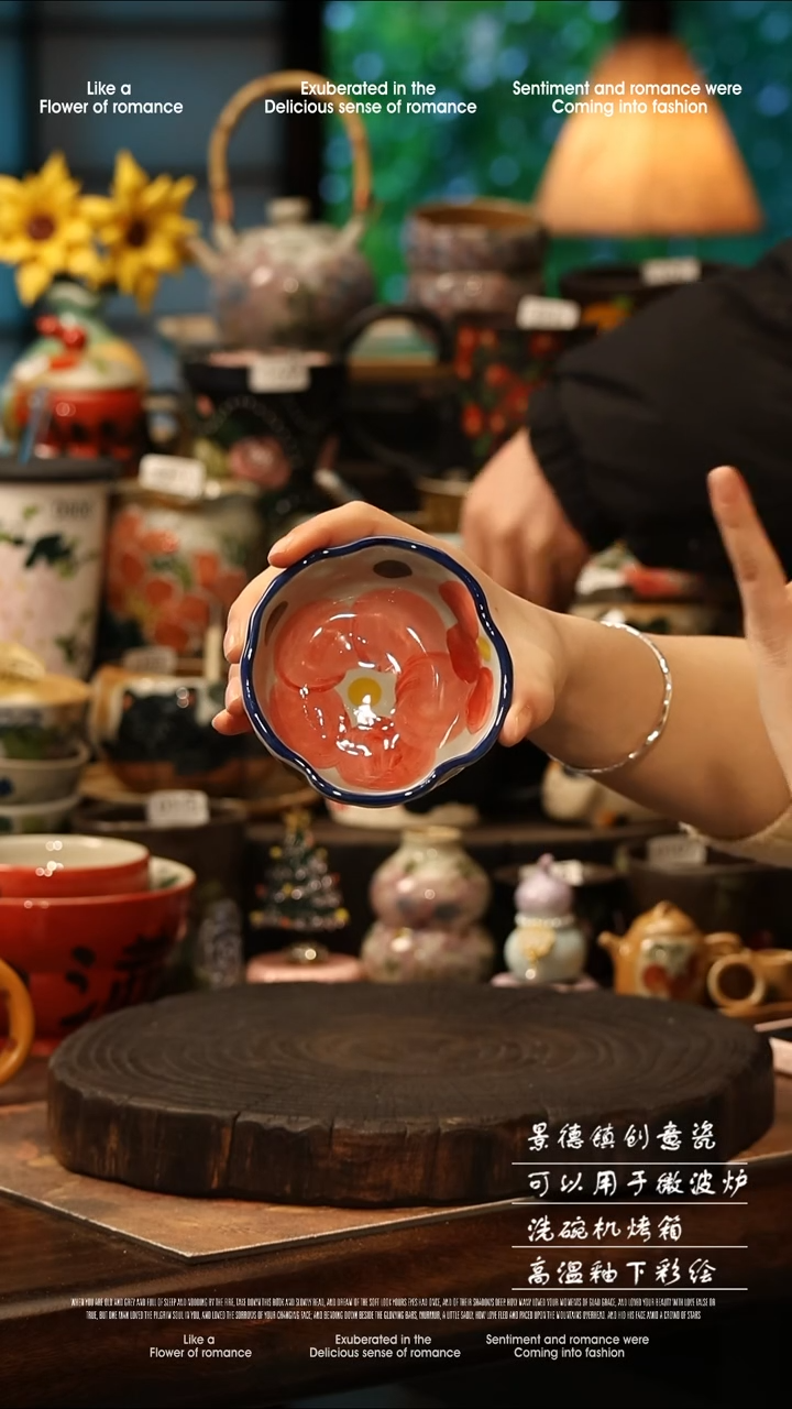 陶瓷景德镇高温釉下彩手工手绘款式