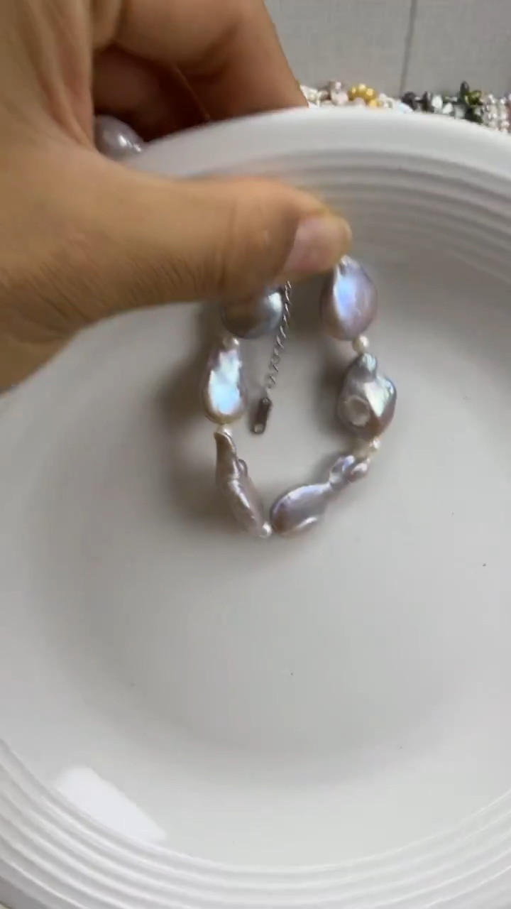 颈饰银S925镀金镶嵌淡水珍珠9