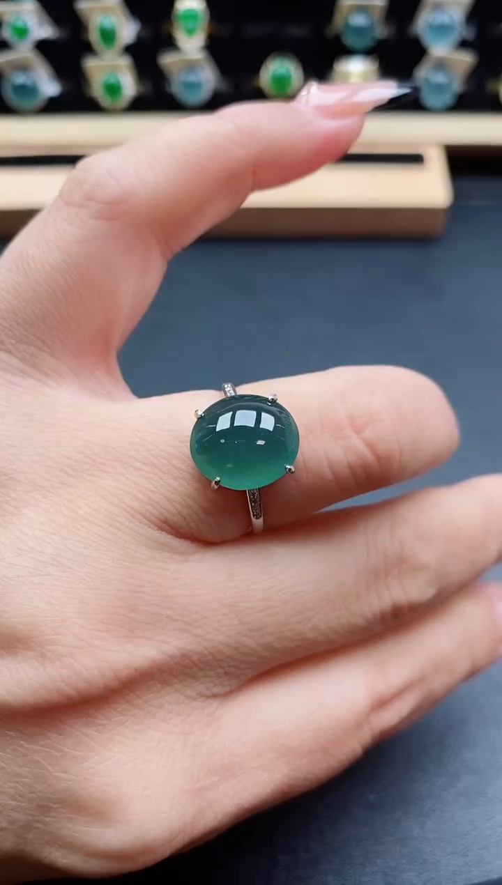 银S925镶嵌戒指翡翠1