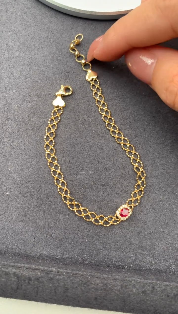 18K金镶嵌手链红宝石0.22ct红宝石  定制  FH