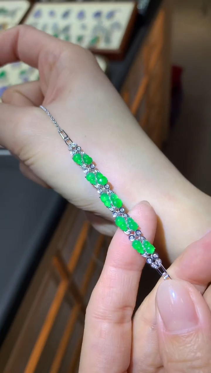 【闪购商品】翡翠手链18K金镶嵌|不退不换