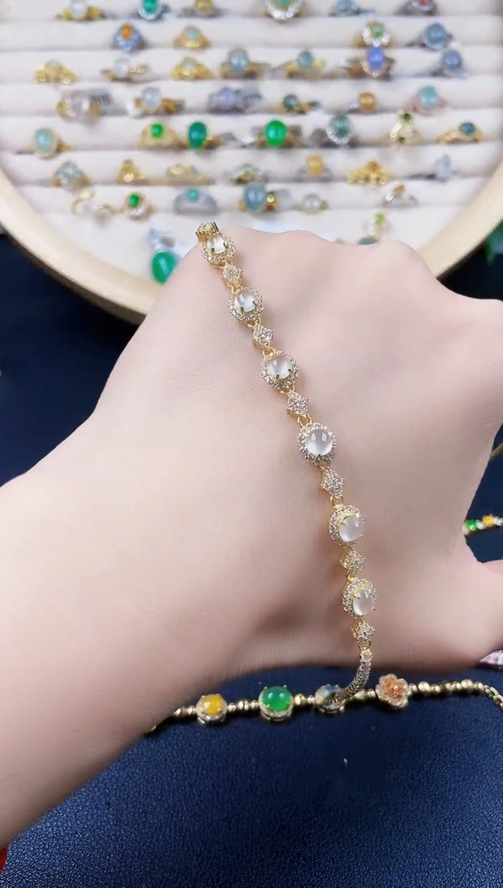 【闪购商品】翡翠手链银S925镶嵌242542542