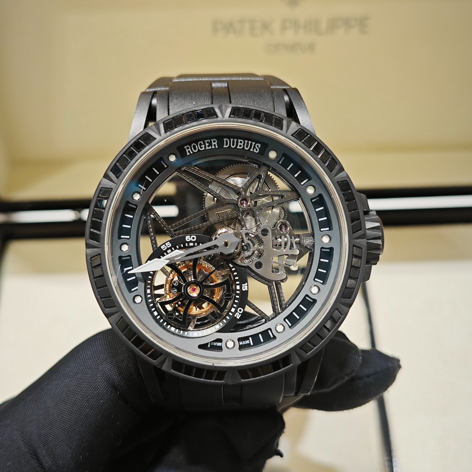 95新 ROGER DUBUIS/罗杰杜彼 17年王者系列镂空黑钻陀飞轮机械表
