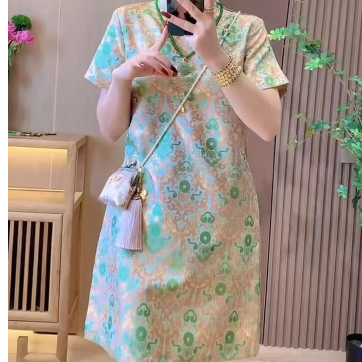 新中式中国风复古提花夏季时尚宽松显瘦立领改良盘扣设计短袖上衣
