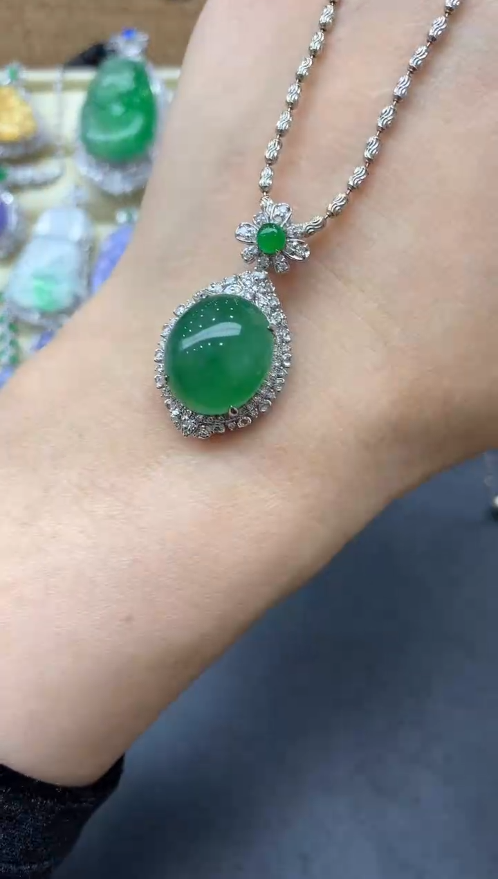 【闪购商品】翡翠吊坠(不含链)18K金镶嵌429-中国好珍宝