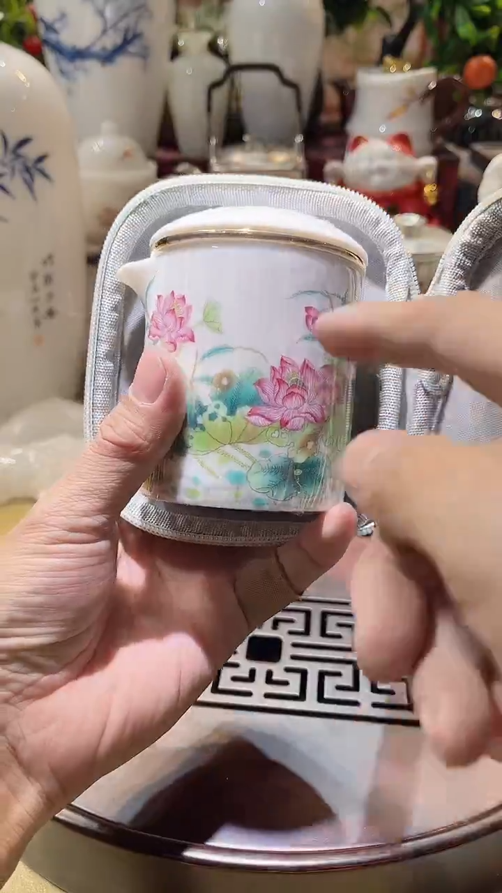 瓷片德艺茶器直播间@@瓷理快客荷花