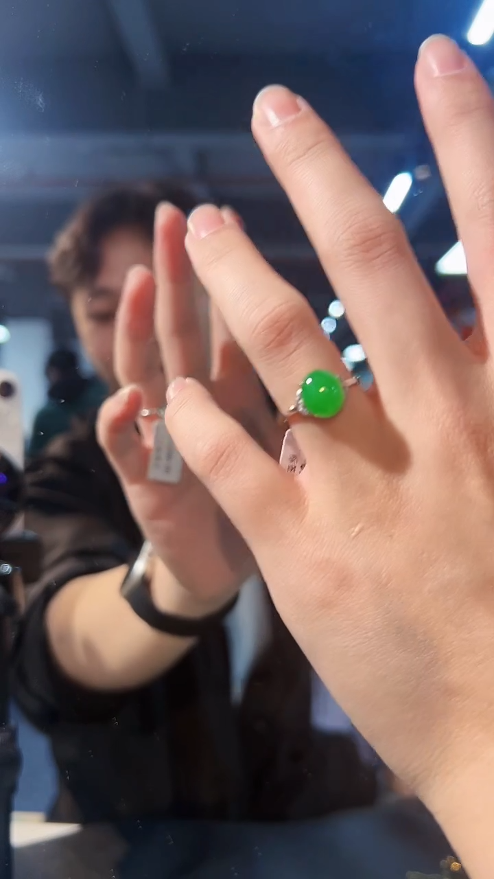 【闪购商品】翡翠戒指18K金镶嵌缅料A货/支持复检/一件