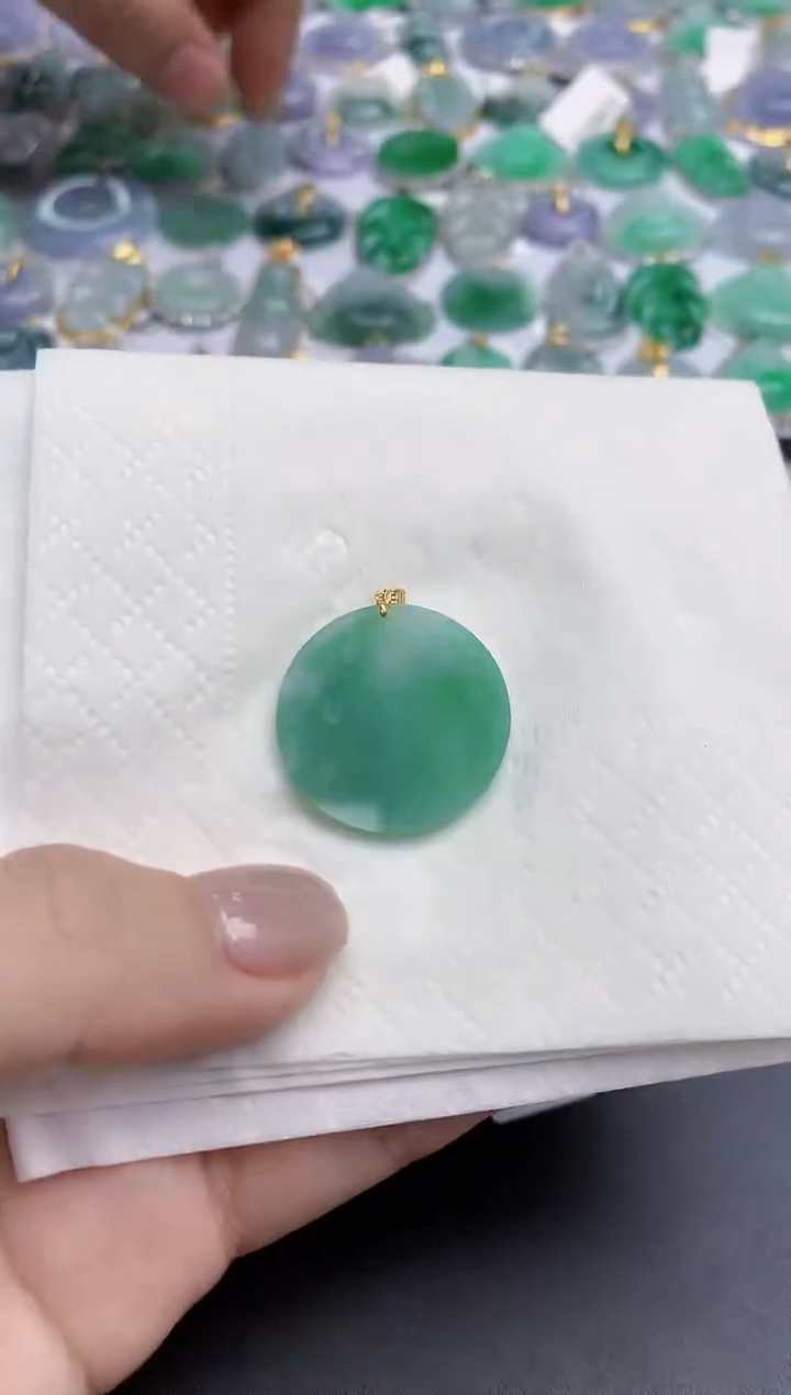 【闪购商品】翡翠颈饰18K金镶嵌天然缅甸翡翠A货