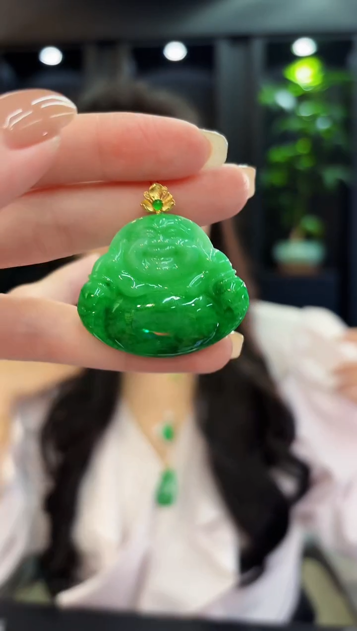 吊坠(不含链)18K金镶嵌翡翠 缅料A货/支持复检/一件