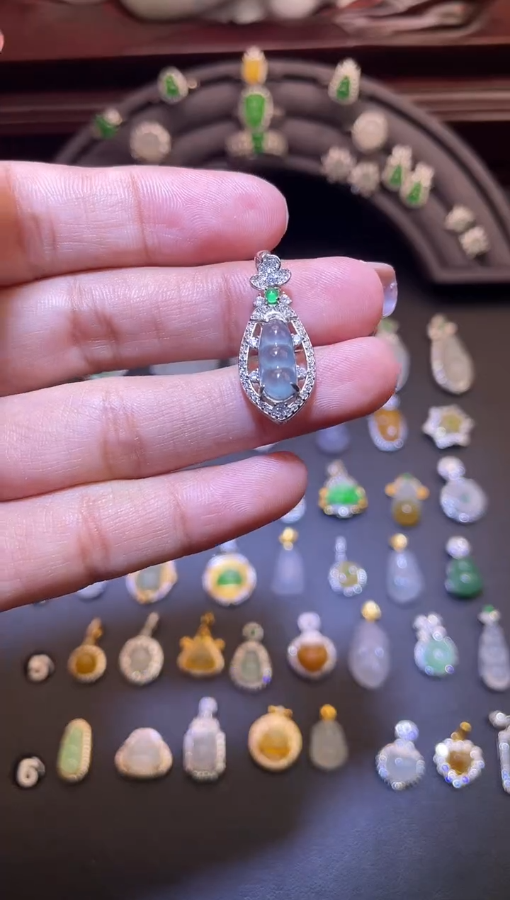 吊坠(不含链)银S925镶嵌翡翠1