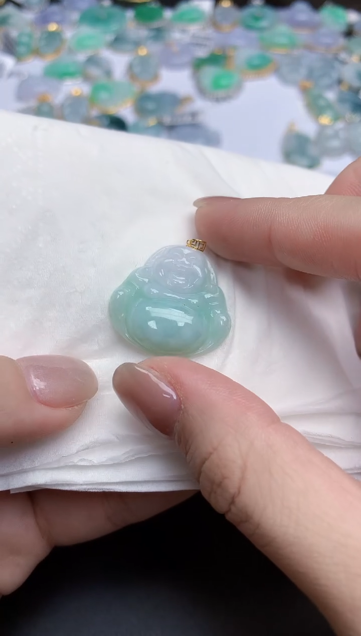 【闪购商品】翡翠颈饰18K金镶嵌天然缅甸翡翠A货