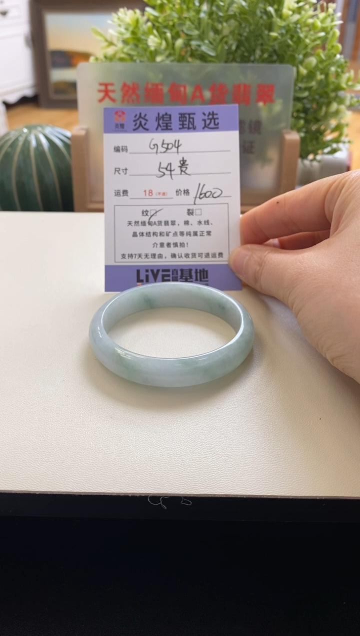 未镶嵌手镯翡翠吉*哇圈口54贵妃编码g504