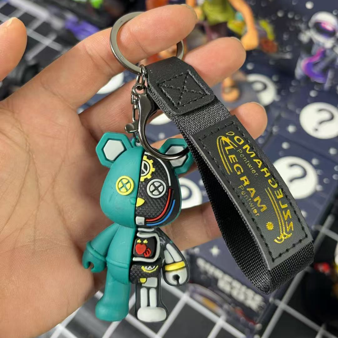卡通半解剖机械小熊钥匙扣个性情侣汽车链包包挂件创意小礼品