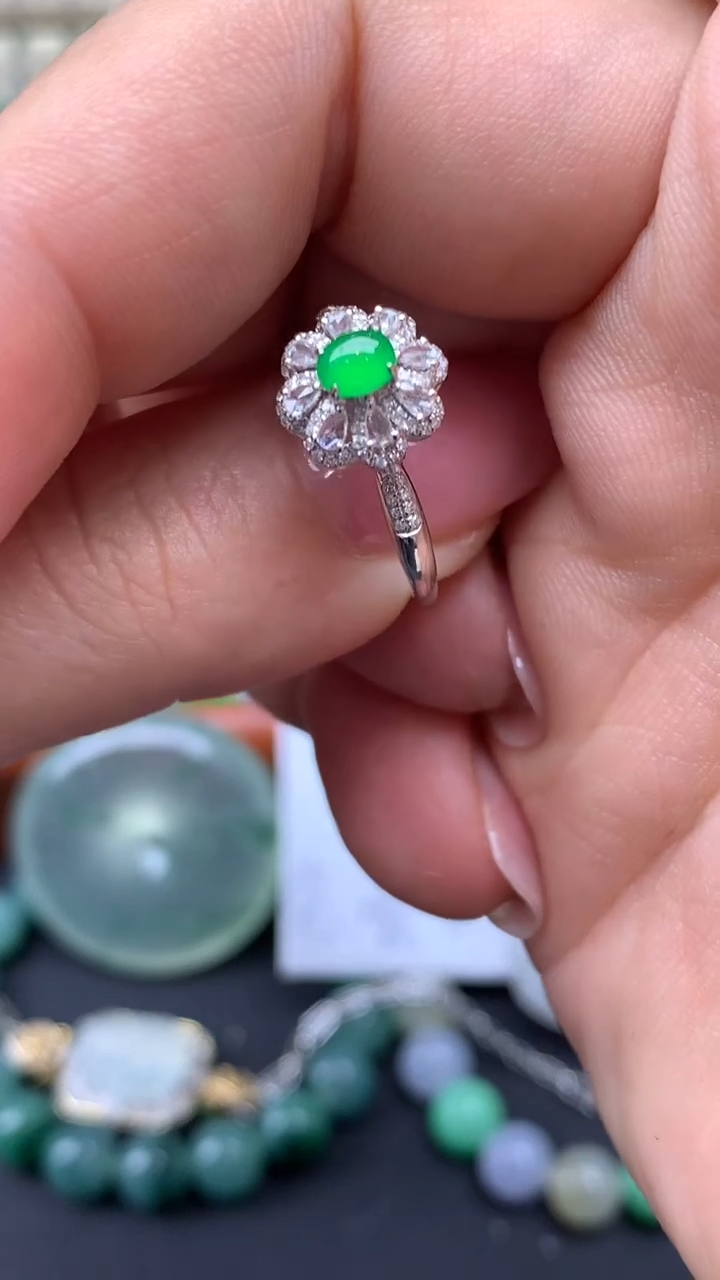 【闪购商品】翡翠戒指18K金镶嵌226-天然翡翠