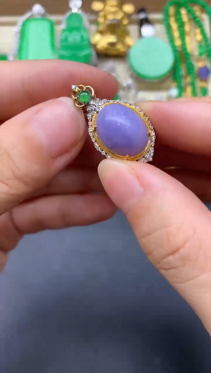 翡翠18K金镶嵌颈饰365-中国好珍宝