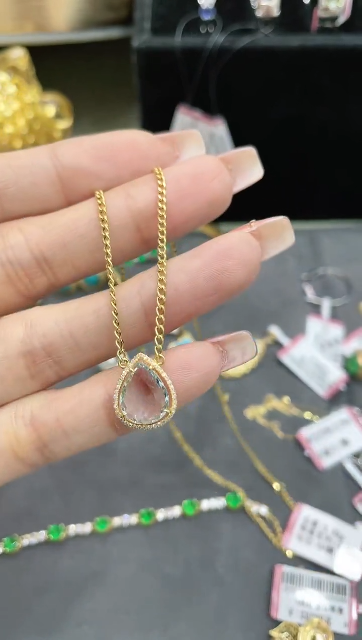 【闪购商品】海蓝宝石项链18K金镶嵌·