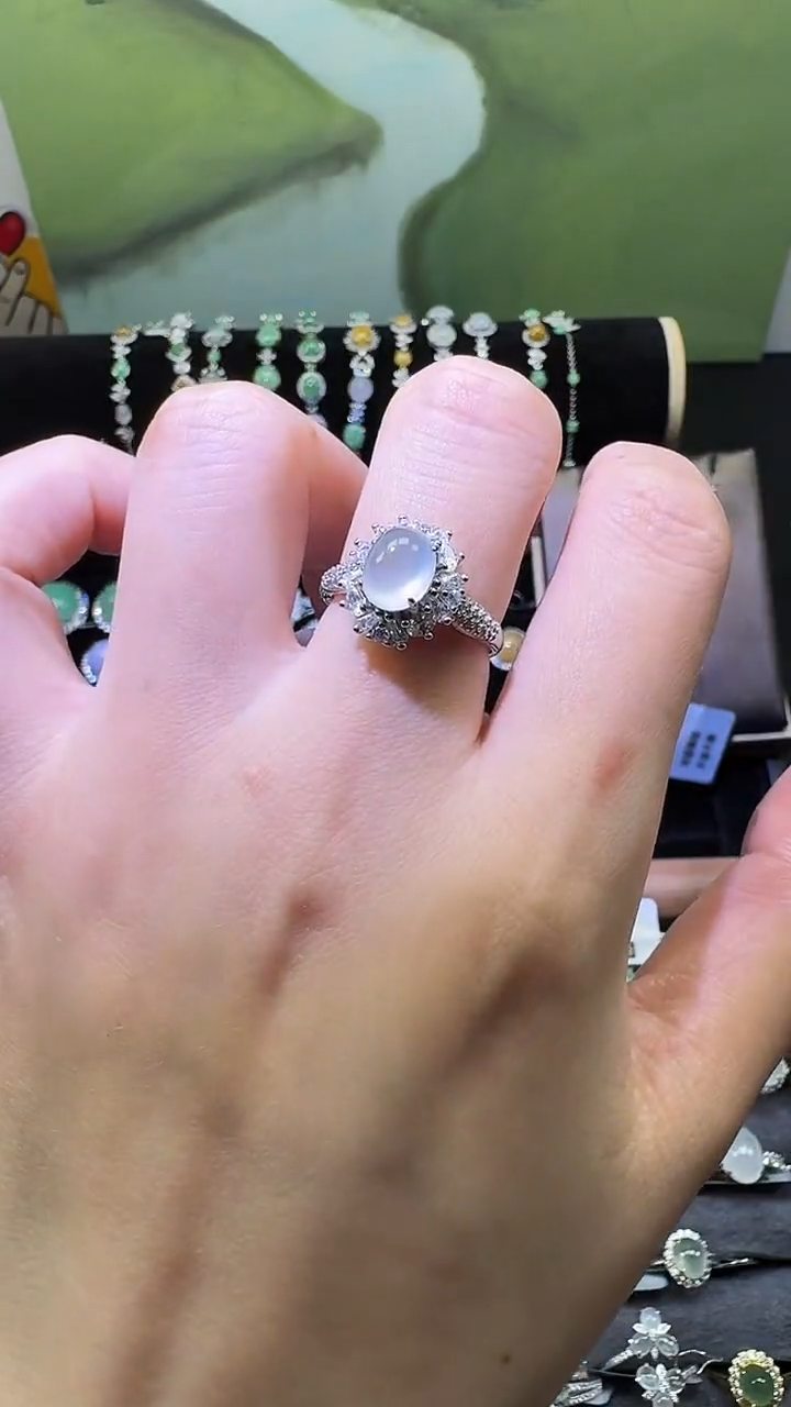 银S925镶嵌戒指翡翠戒指15