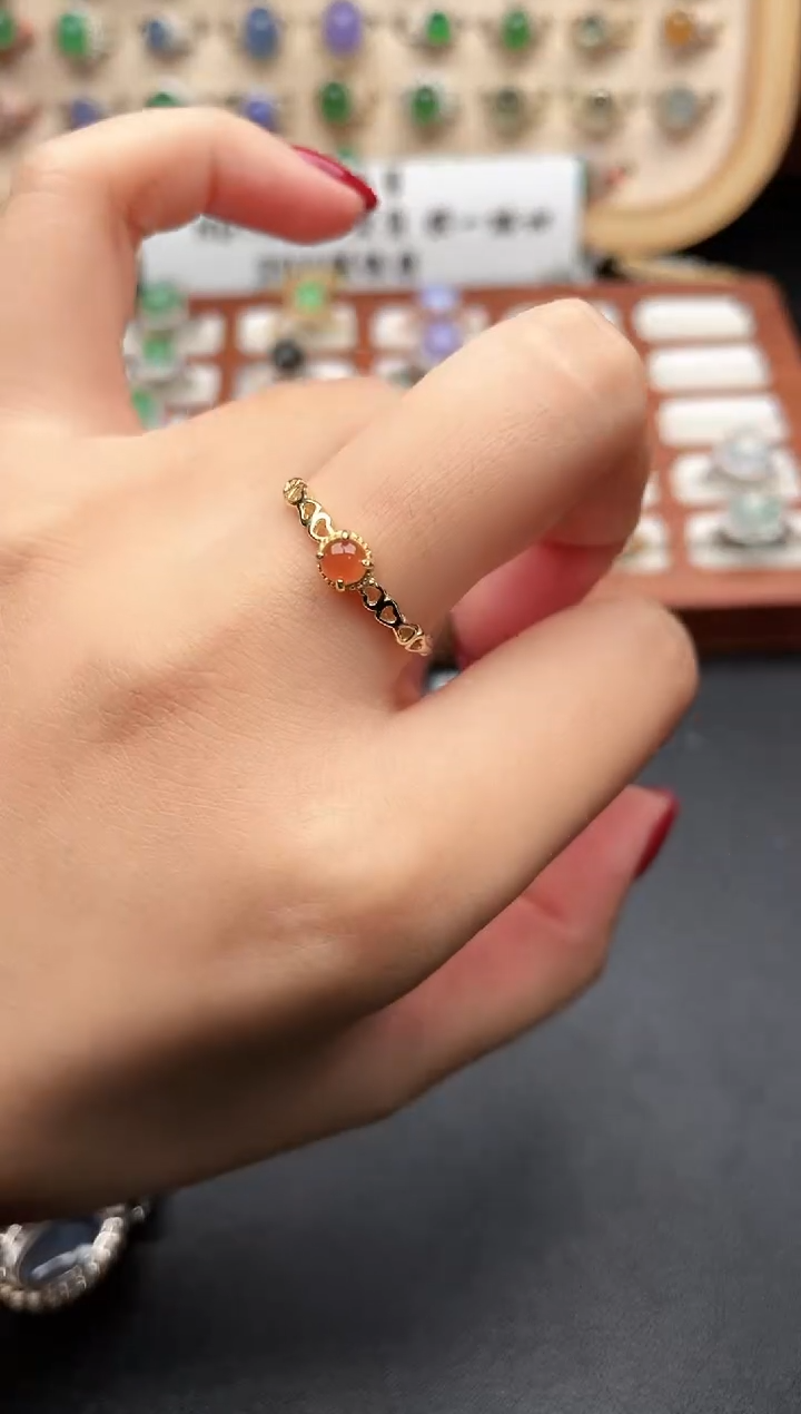 银S925镶嵌戒指翡翠一物一证一礼盒