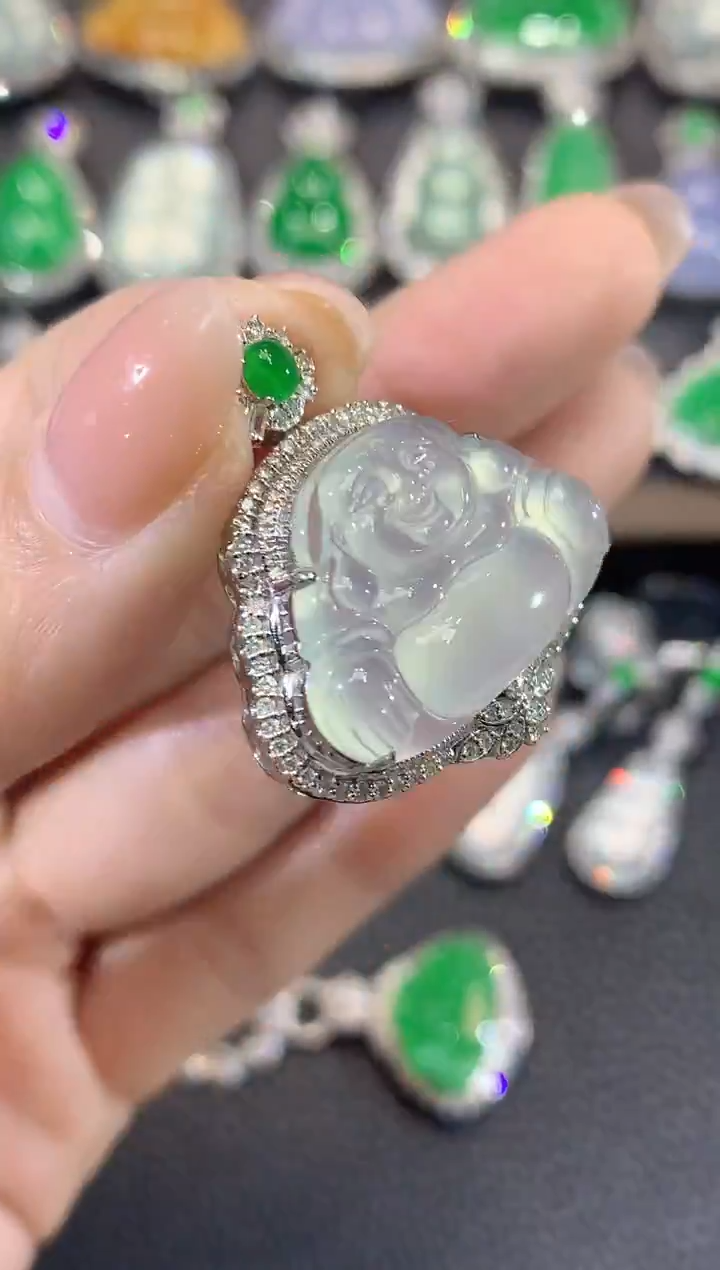 吊坠(不含链)18K金镶嵌翡翠C26翡翠