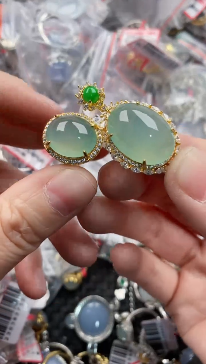 银S925镶嵌戒指翡翠555----5