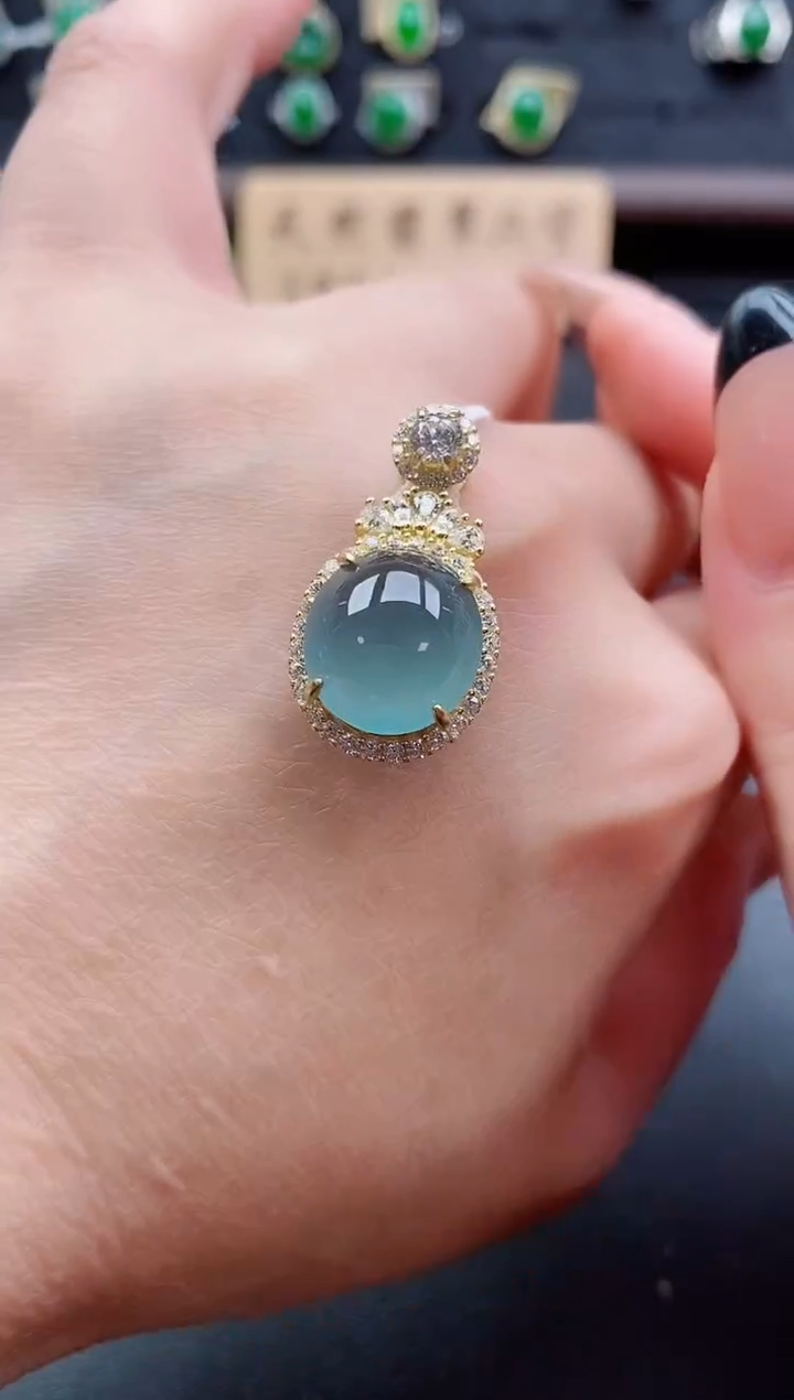 吊坠(赠链)银S925镶嵌翡翠1