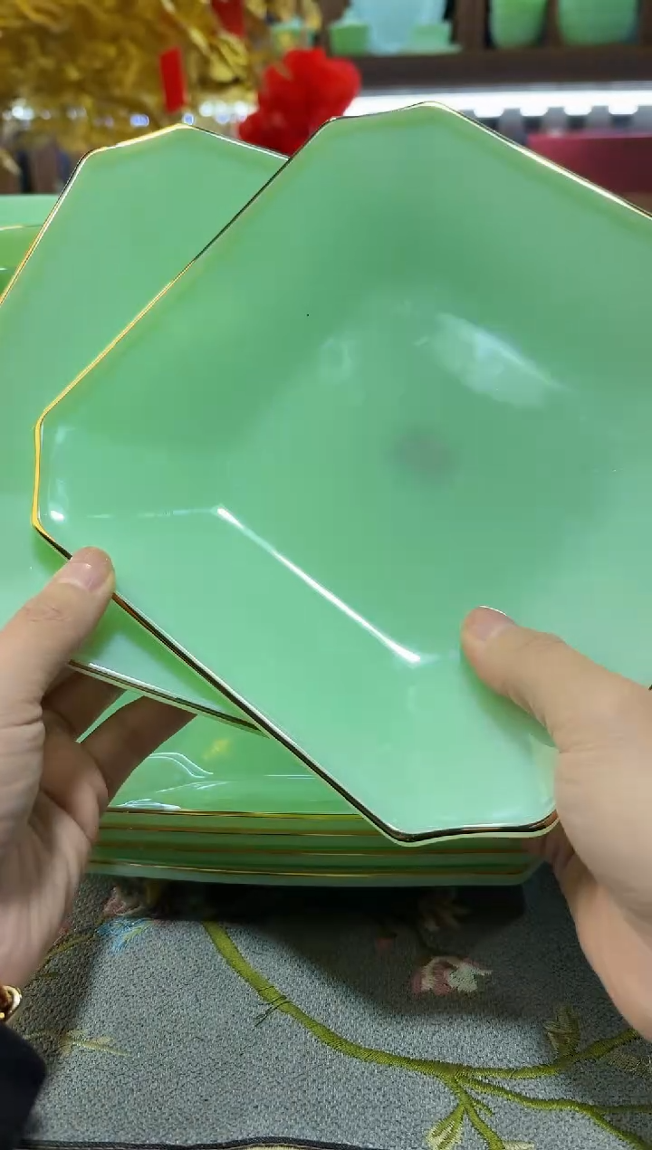 玉瓷 7.5英寸方深盘2个景德镇陶瓷