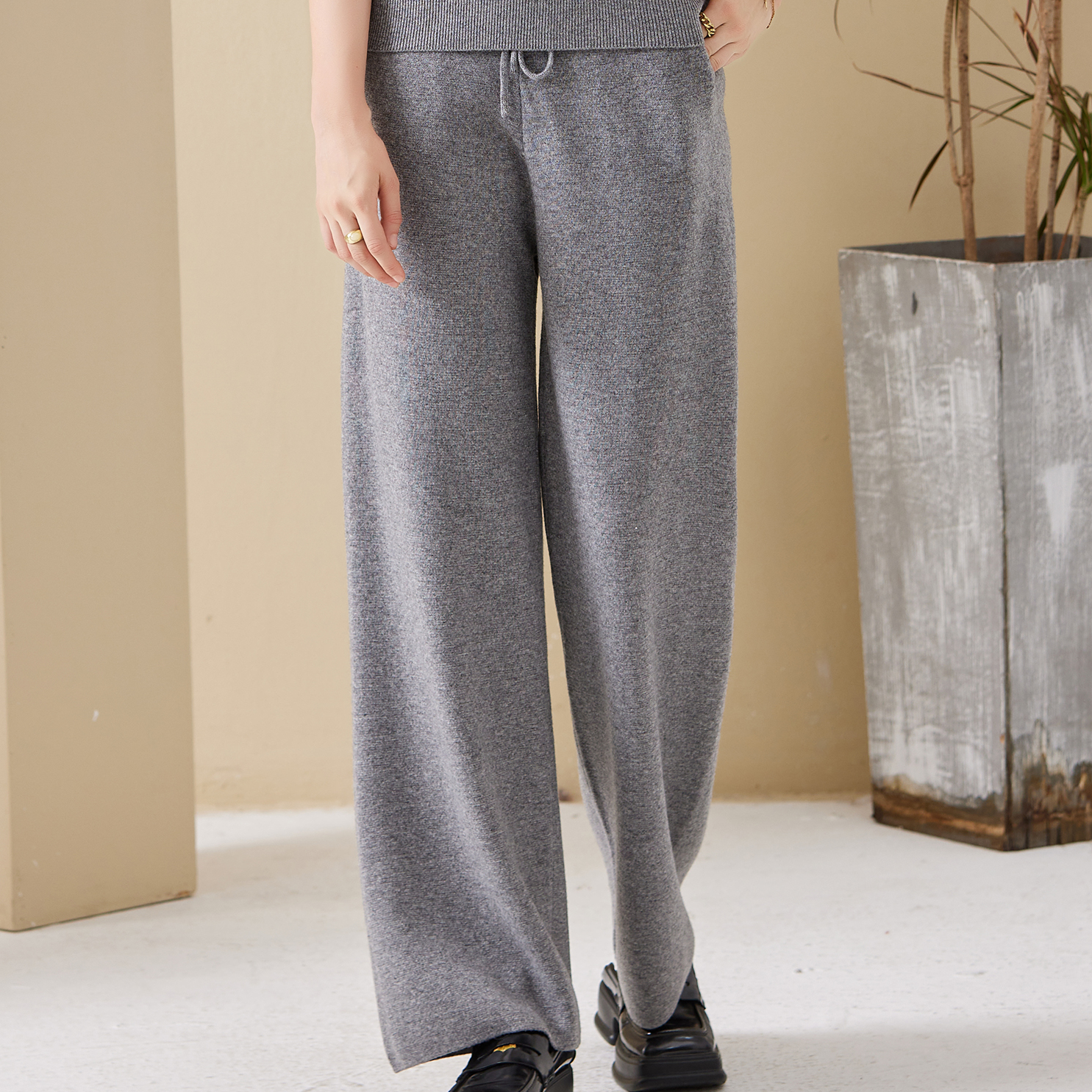 秋冬羊毛直筒裤高腰休闲裤直筒显瘦阔腿裤休闲