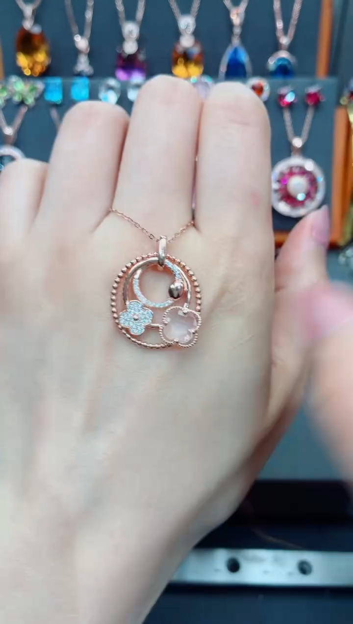 吊坠(赠链)银S925镶嵌水晶水晶吊坠