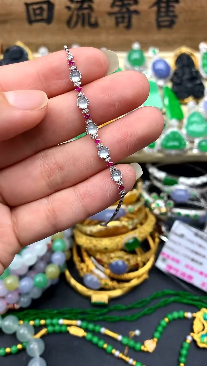 【闪购商品】翡翠手链18K金镶嵌424-中国好珍宝