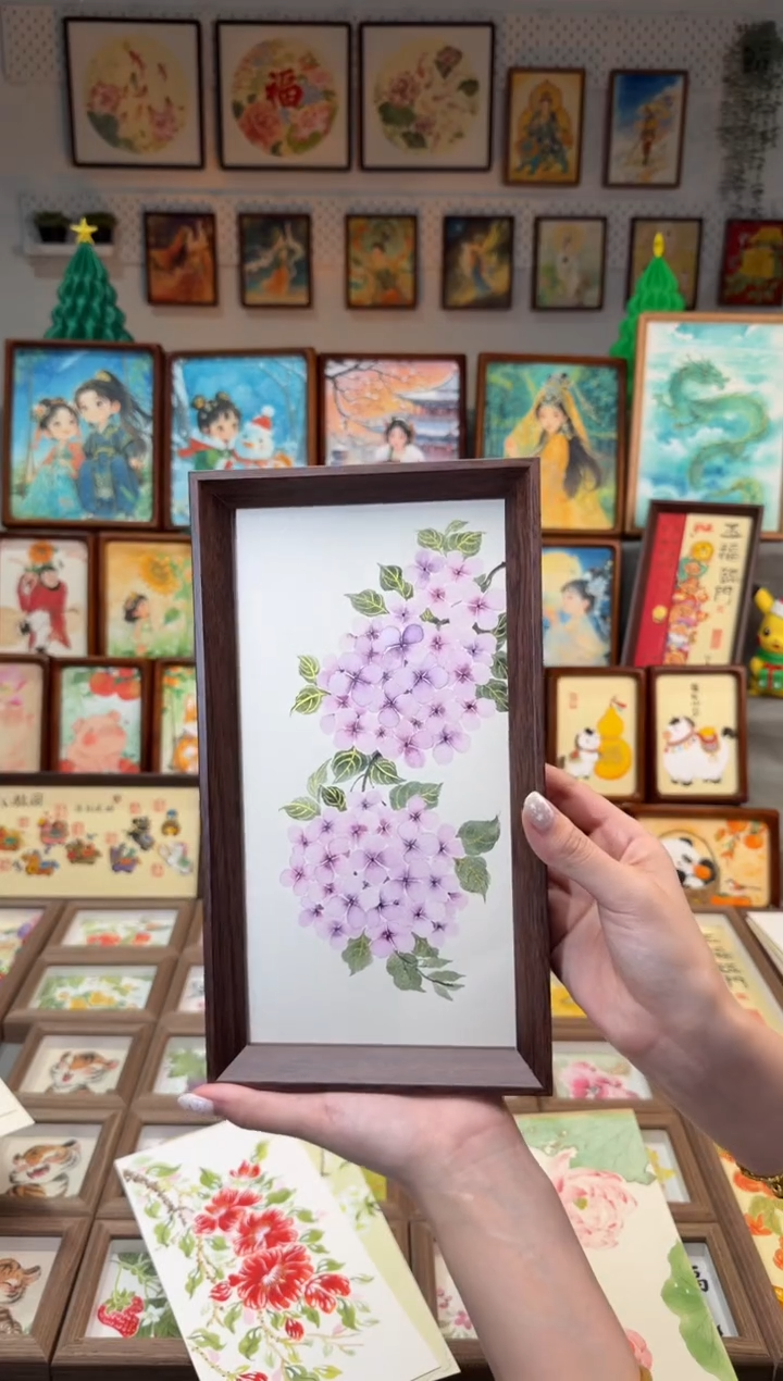 国画紫绣球 手绘国画27