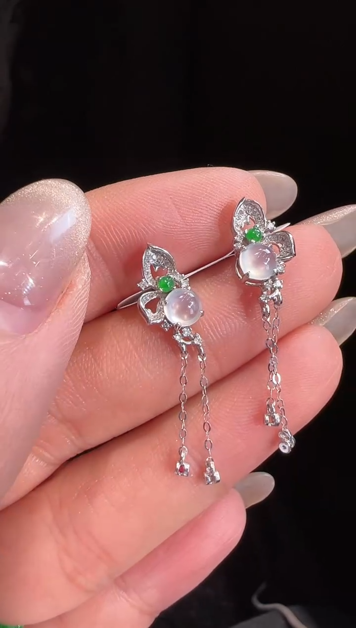 【闪购商品】翡翠耳饰18K金镶嵌耳饰