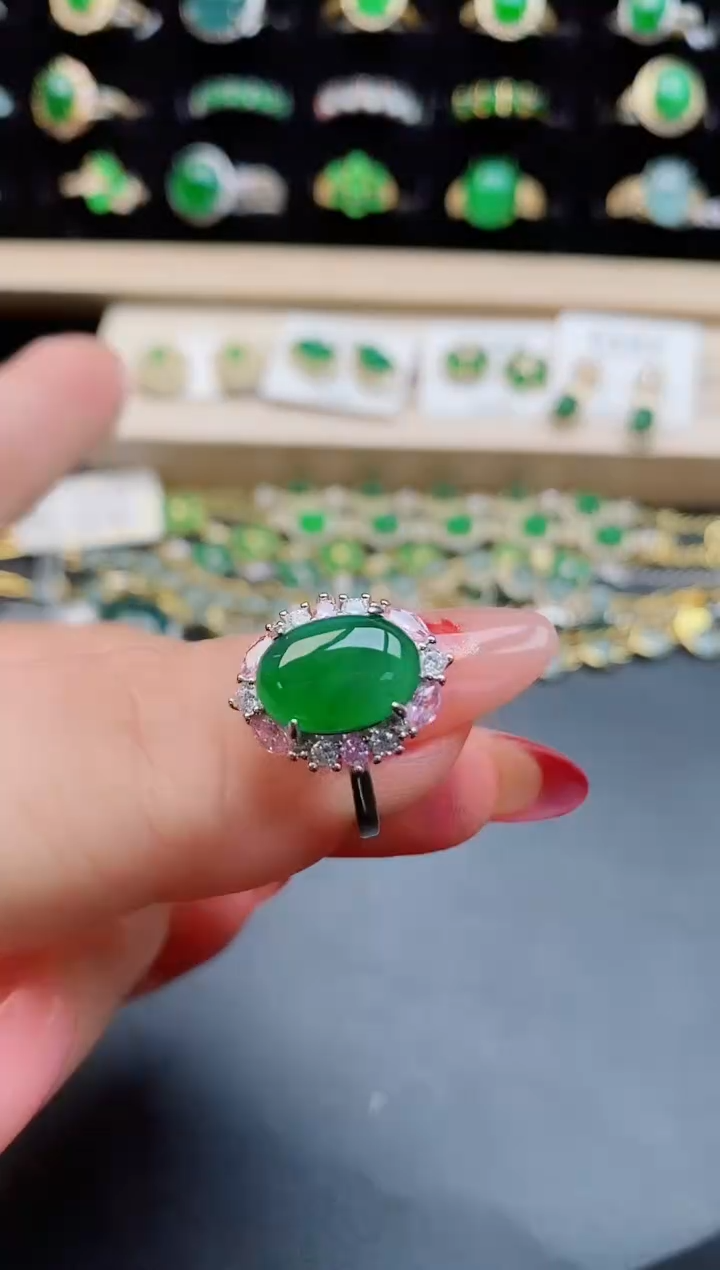 【闪购商品】翡翠戒指银S925镶嵌058550