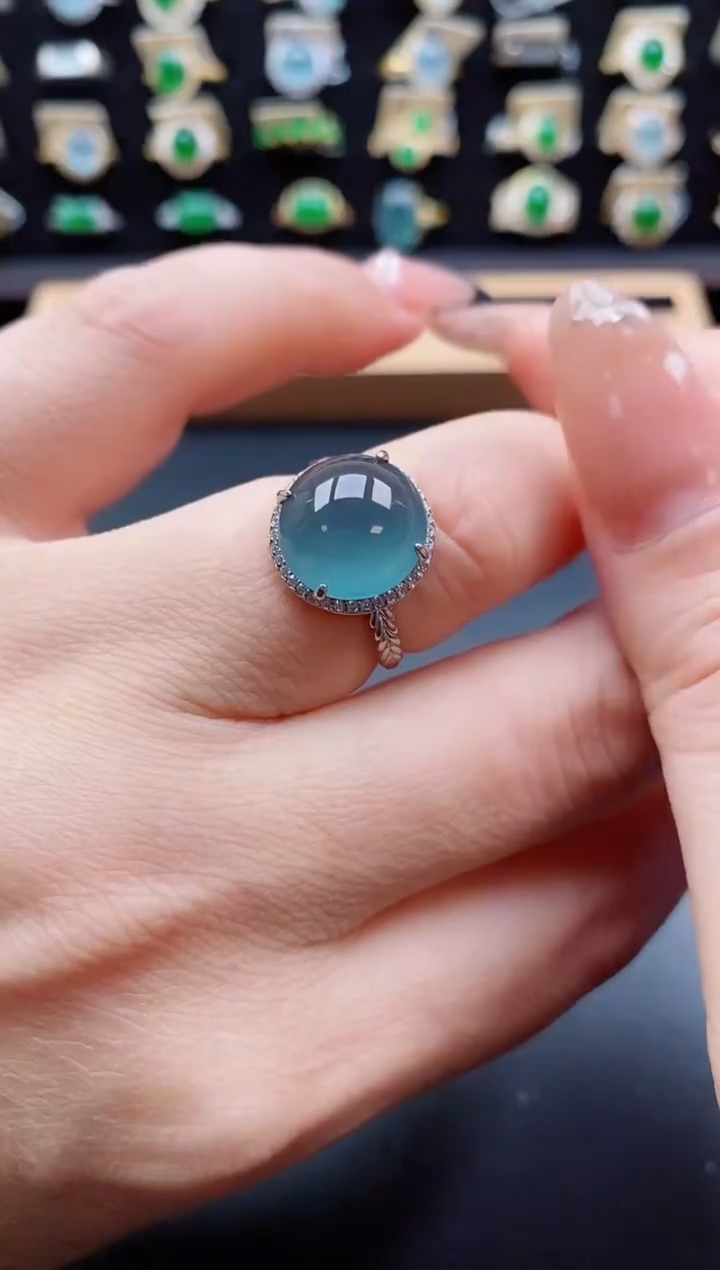 银S925镶嵌戒指翡翠1