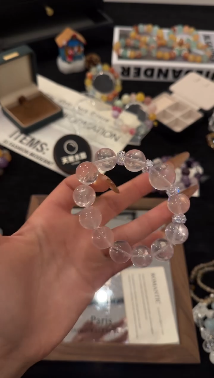 合金手链水晶粉水晶x3594