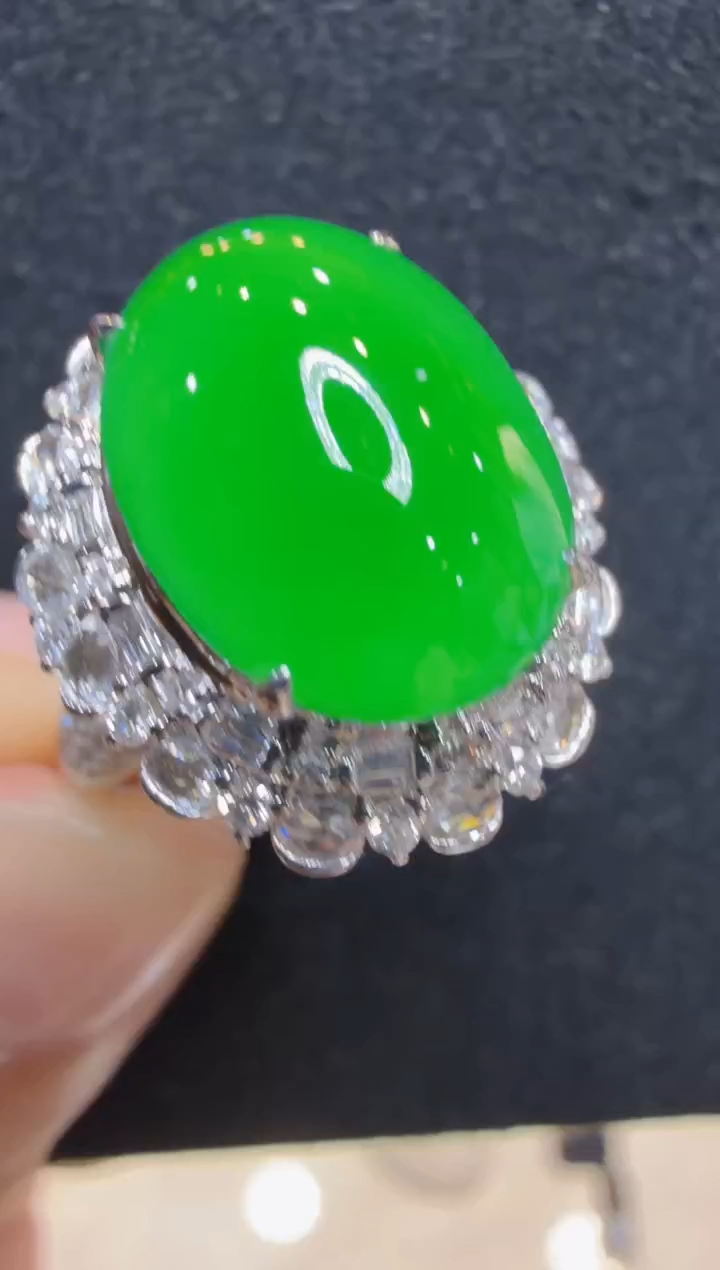 18K金镶嵌戒指翡翠多样性团购发一件