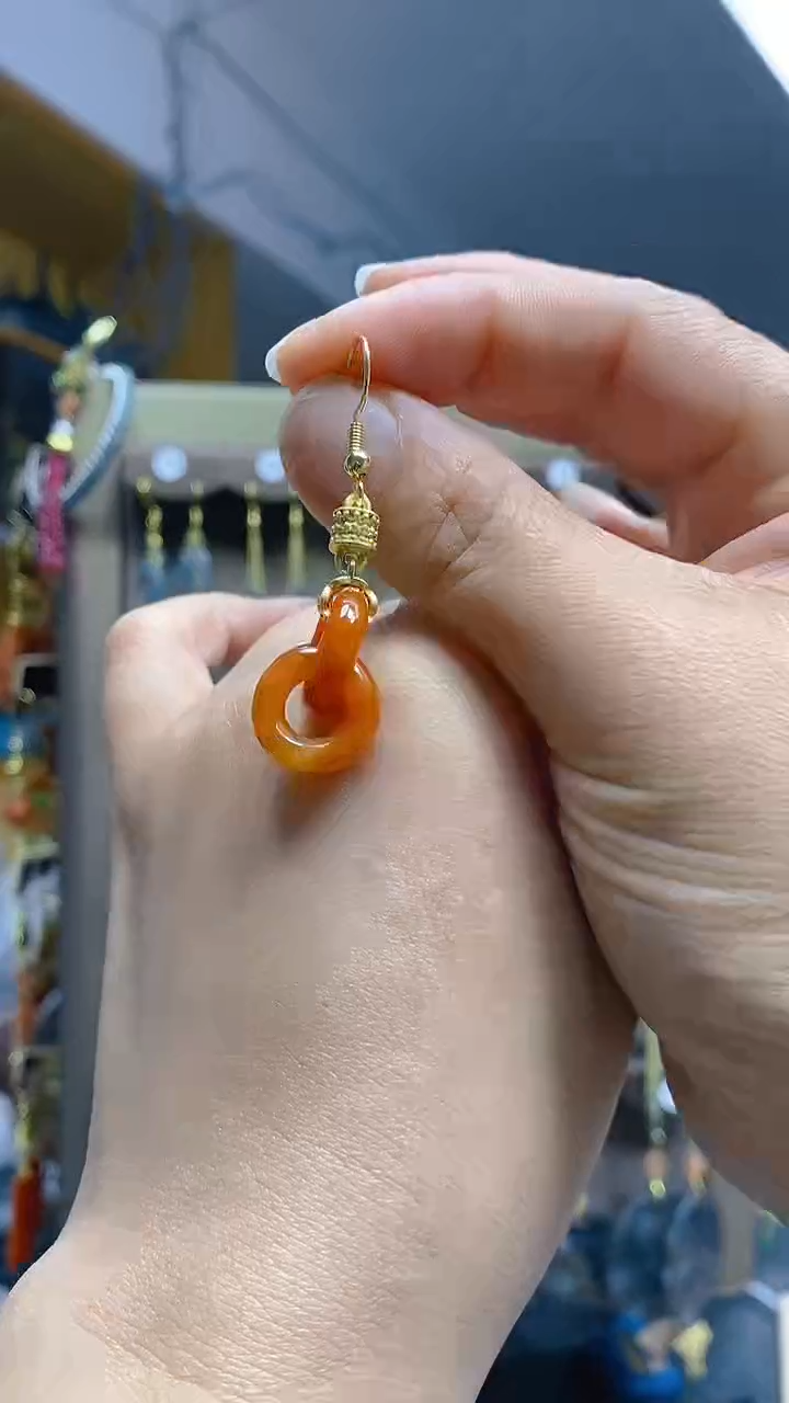 【闪购商品】翡翠耳饰合金452翡翠耳钩一个