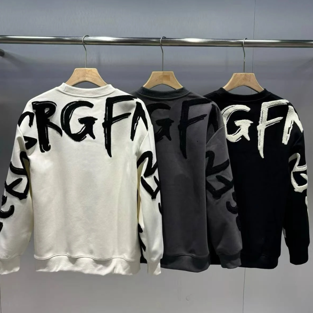 【重工刺绣】2025春秋重磅刺绣圆领轻奢简约时尚潮流百搭宽松卫衣