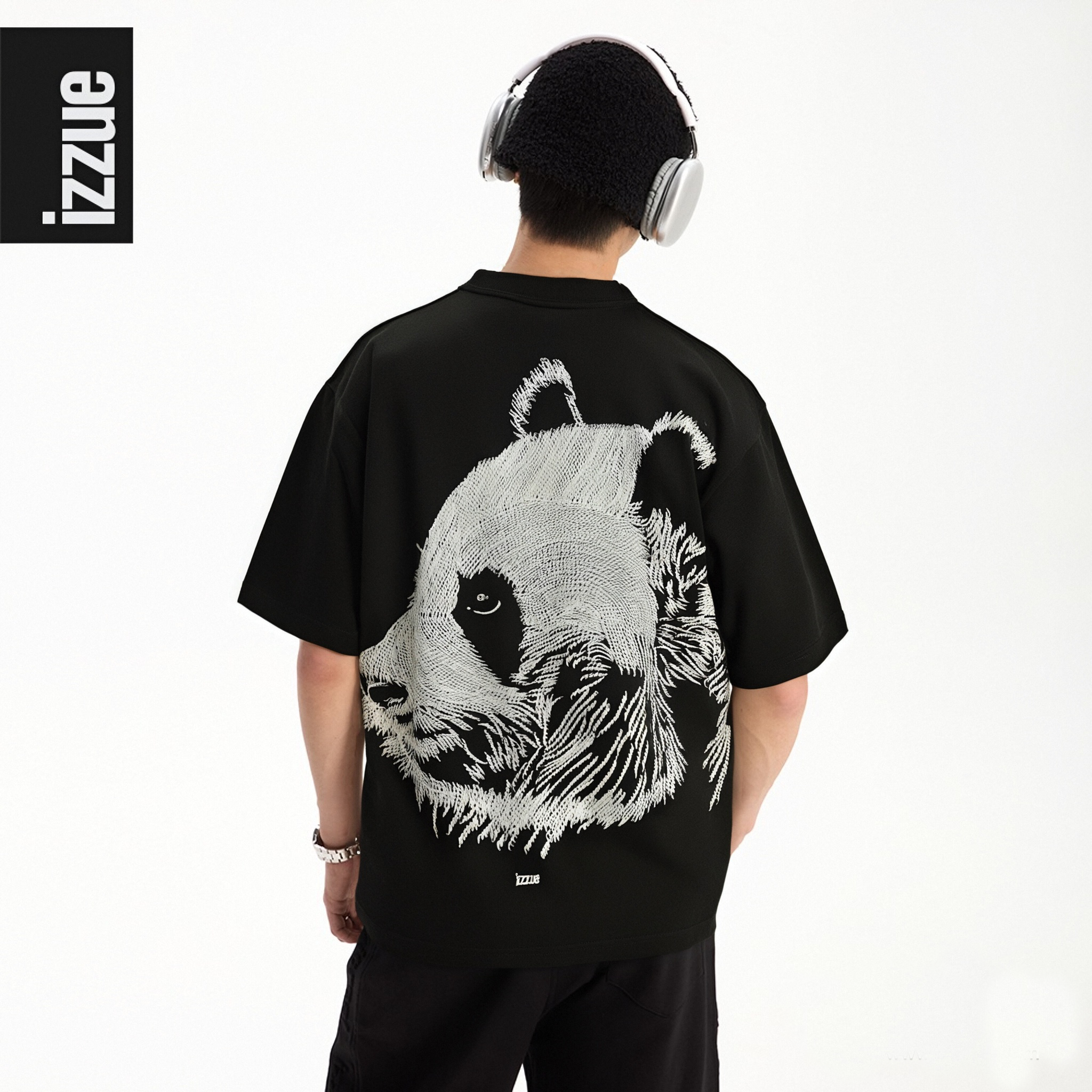 i.t izzue【设计师线】熊猫潮夏季百搭棉硬汉风短袖男生高街T恤港风