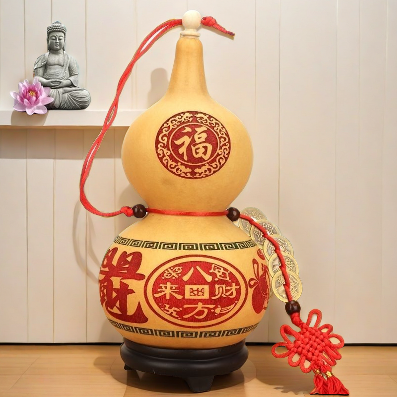 天然带龙头中国结大葫芦挂件客厅卧室家居装饰摆件