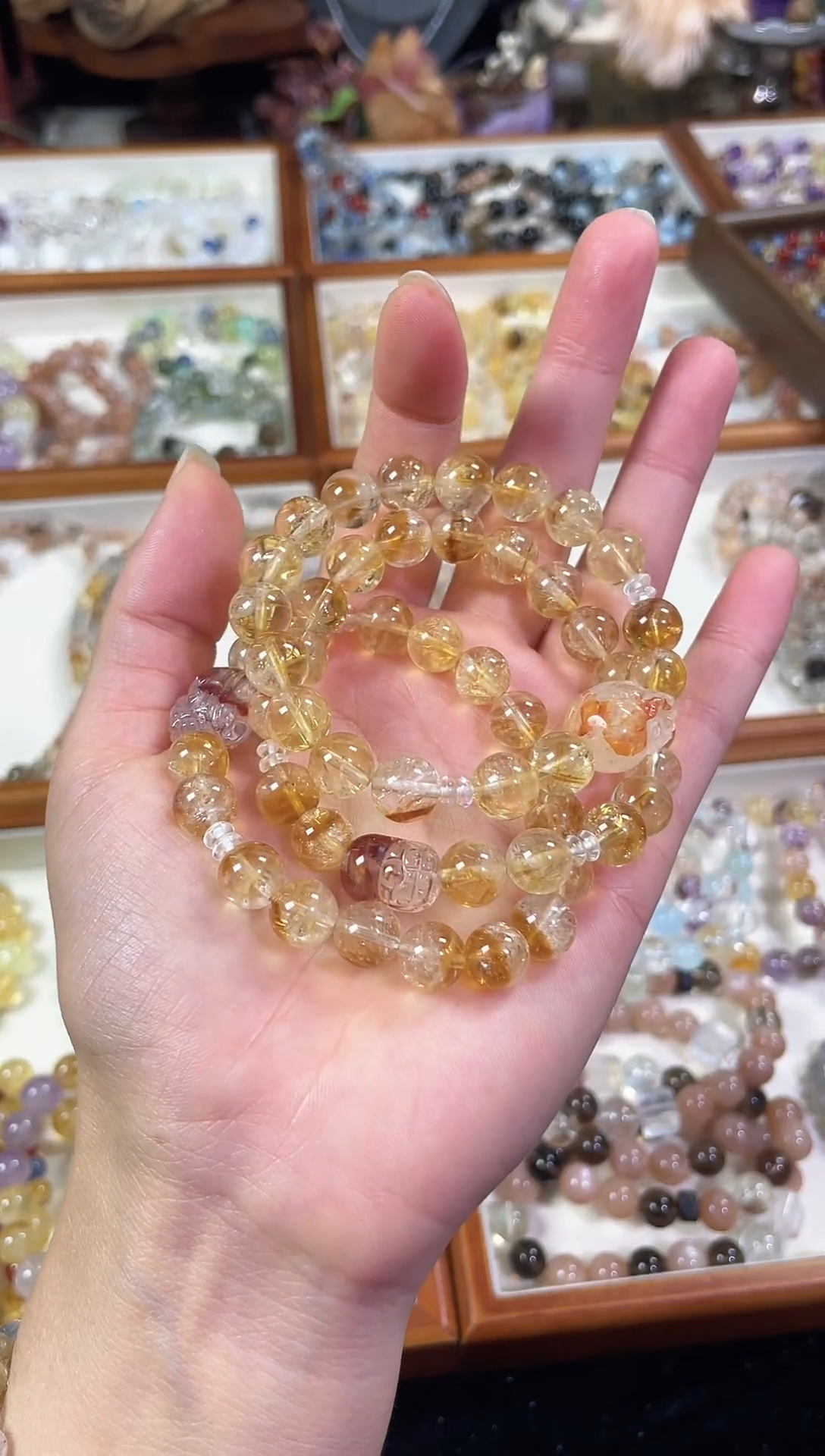 未镶嵌手串水晶天然黄塔晶黄胶花貔貅手串