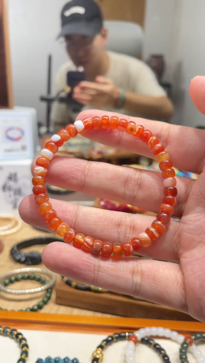 未镶嵌手串玛瑙/玉髓6mm三文鱼玛瑙手串