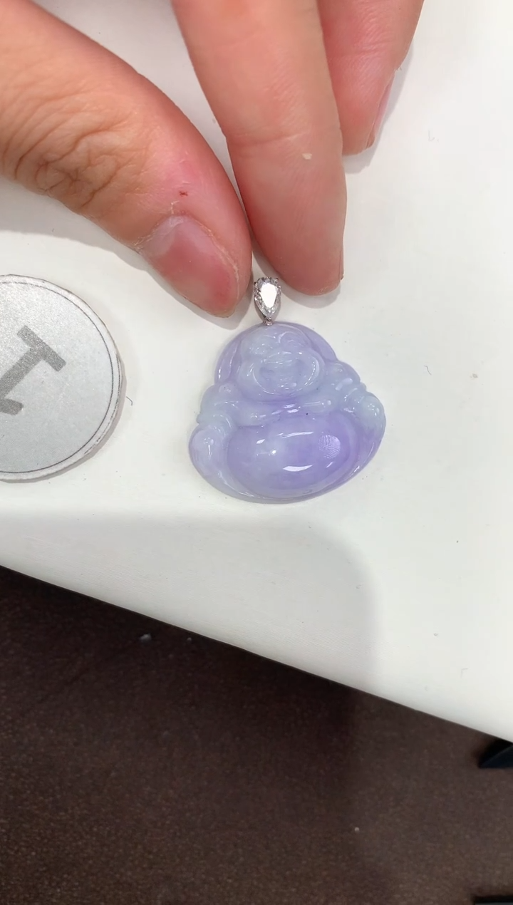 颈饰18K金镶嵌翡翠天然缅甸A货翡翠